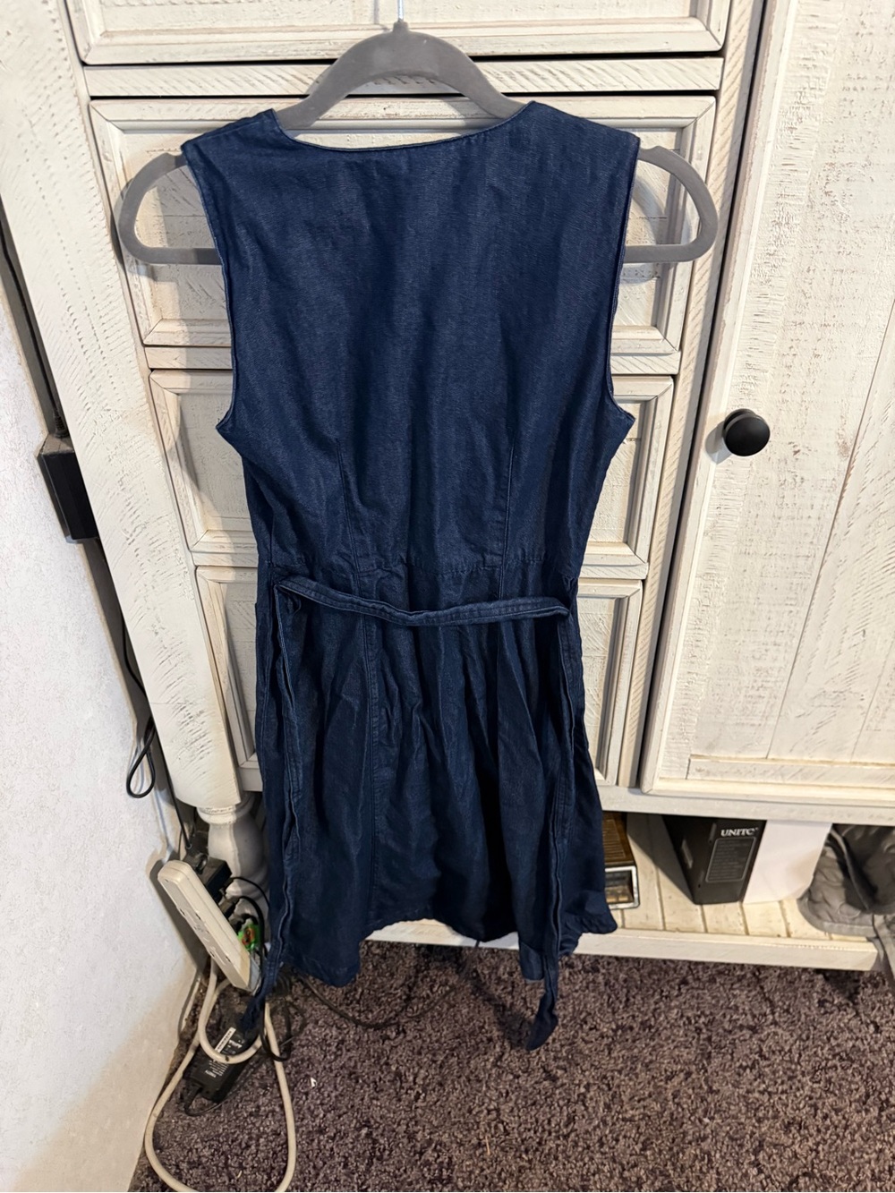 Nine West Sleeveless Navy Maxi Dress with Waist Tie